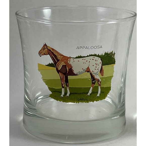 Horse Rock Glasses GA Patton Thoroughbred Appaloosa Whiskey Morgan 3.35" Vintage - Picture 3 of 8